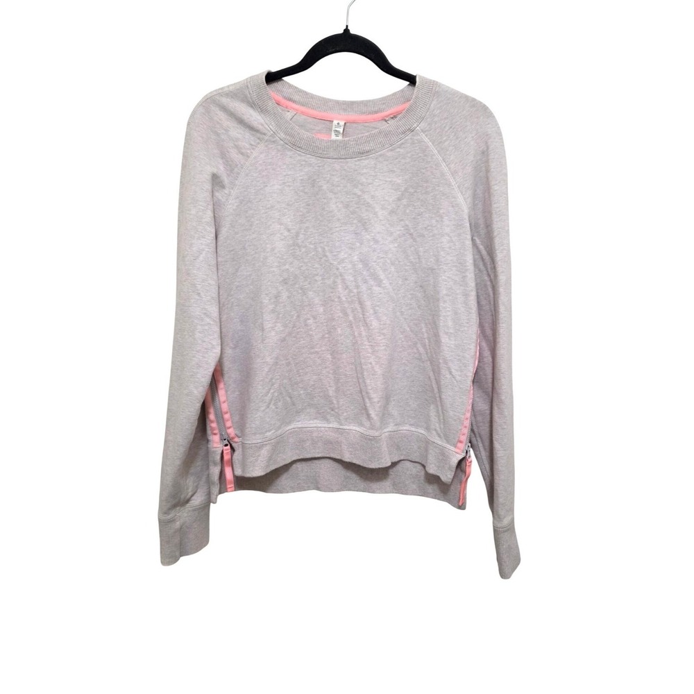 Lululemon Heathered Gray Long Sleeve Sweatshirt W/ Pink‎ Side Zippers Women's 8